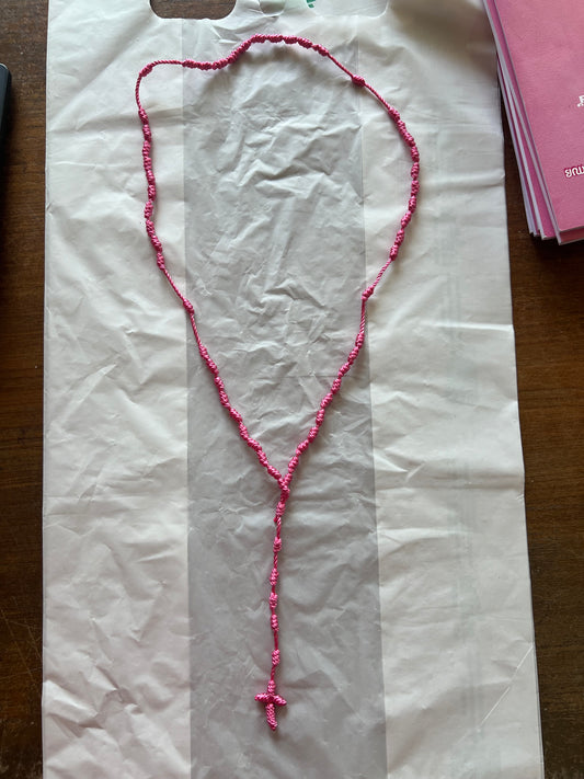 Twine Knotted Rosary [Pink,White]