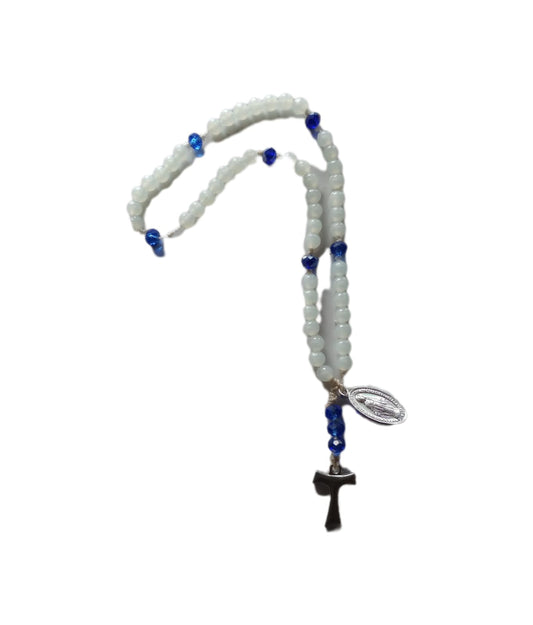 Seven Sorrow's Chaplet with Tau Cross & Miraculous Medal [Red/Blue]